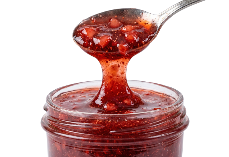 Flasche mit Erdbeerprodukt