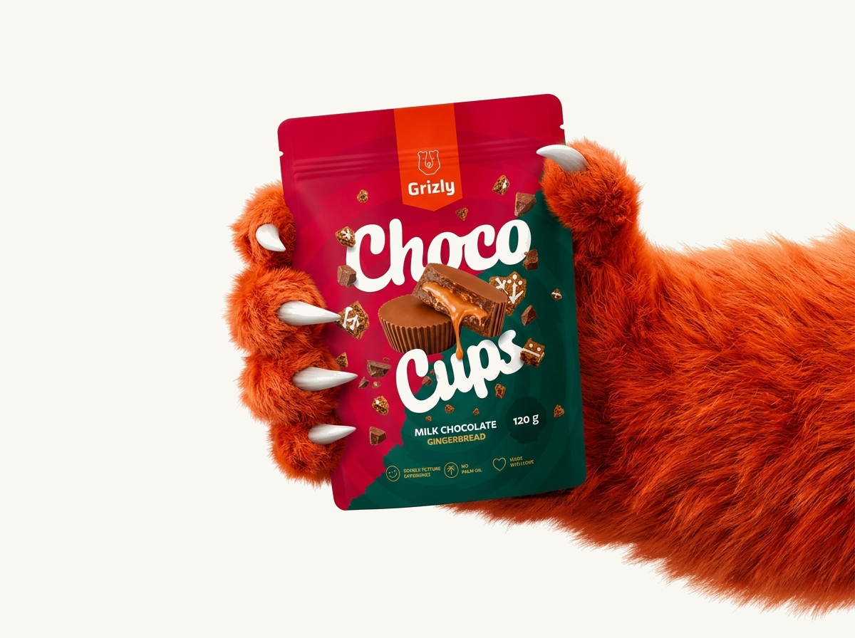 Grizly Pfote hält die Packung