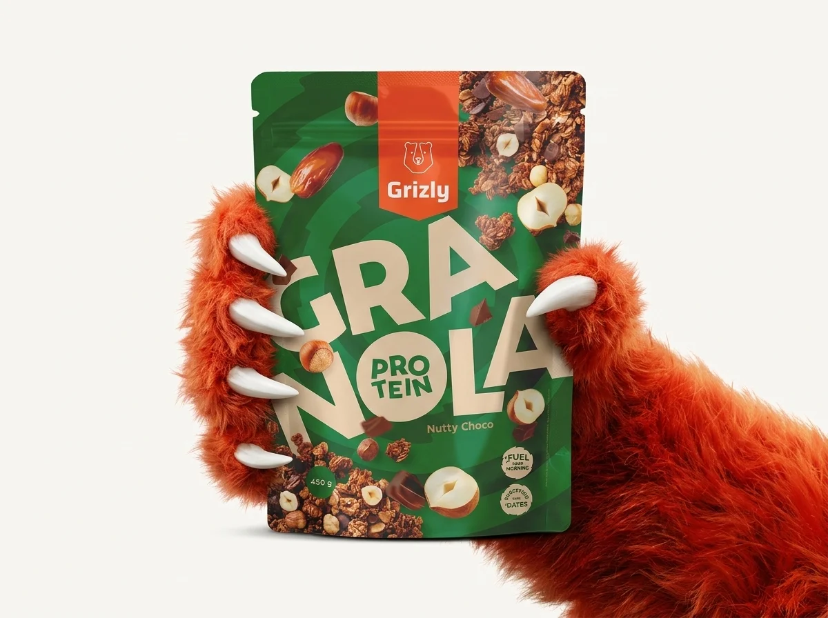 Pfote hält die Packung