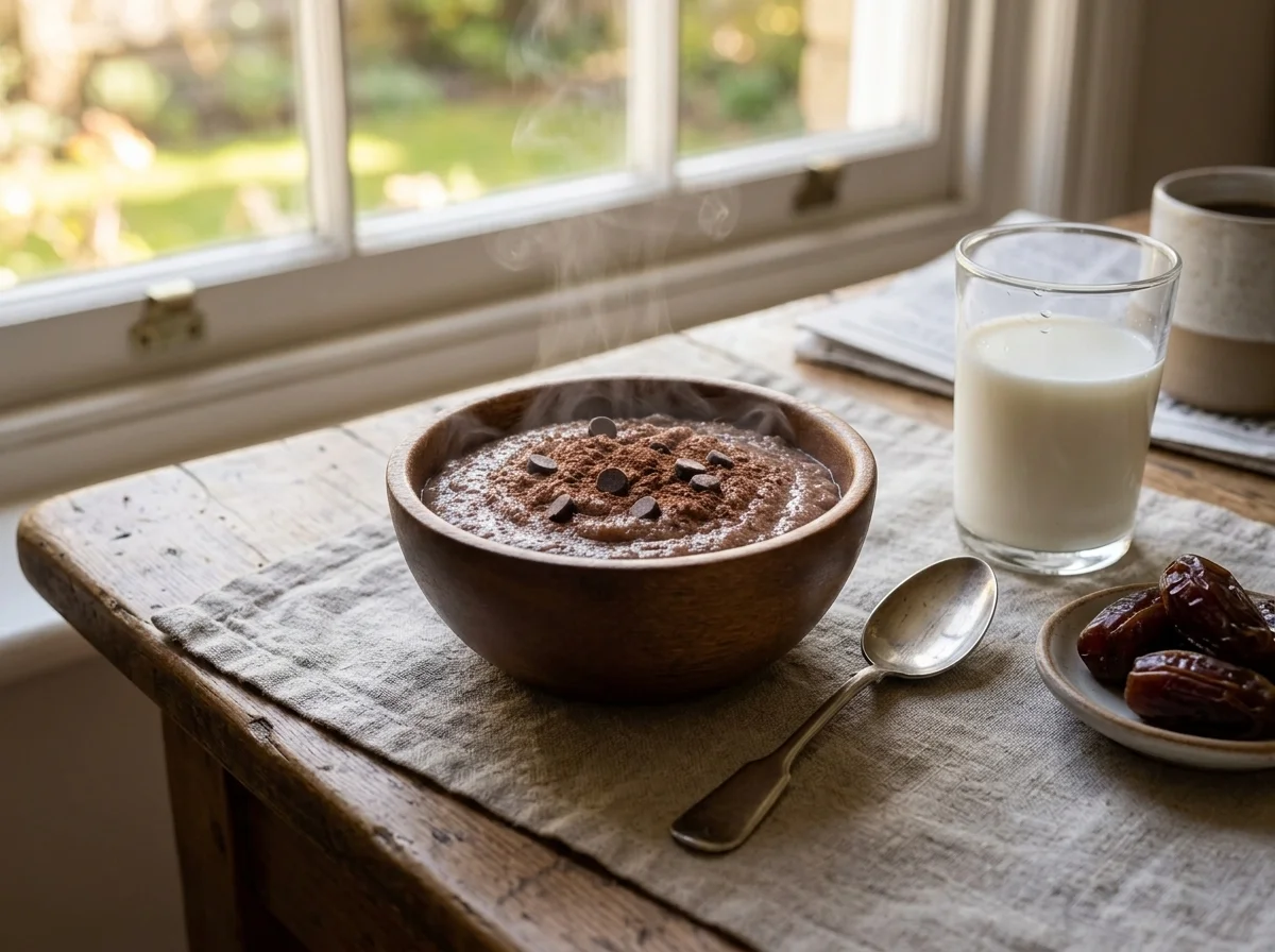 Schüssel Porridge auf dem Tisch