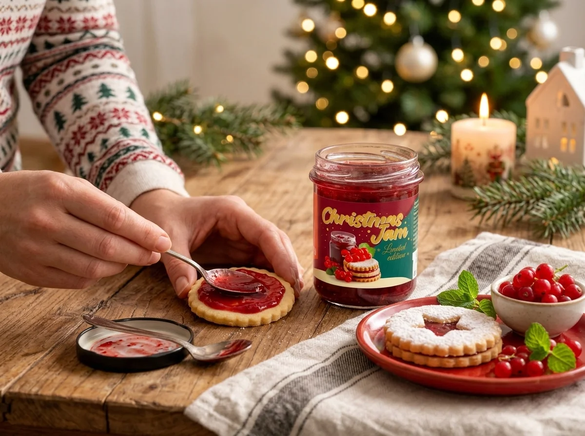 Bestreichen von Linzer Plätzchen
