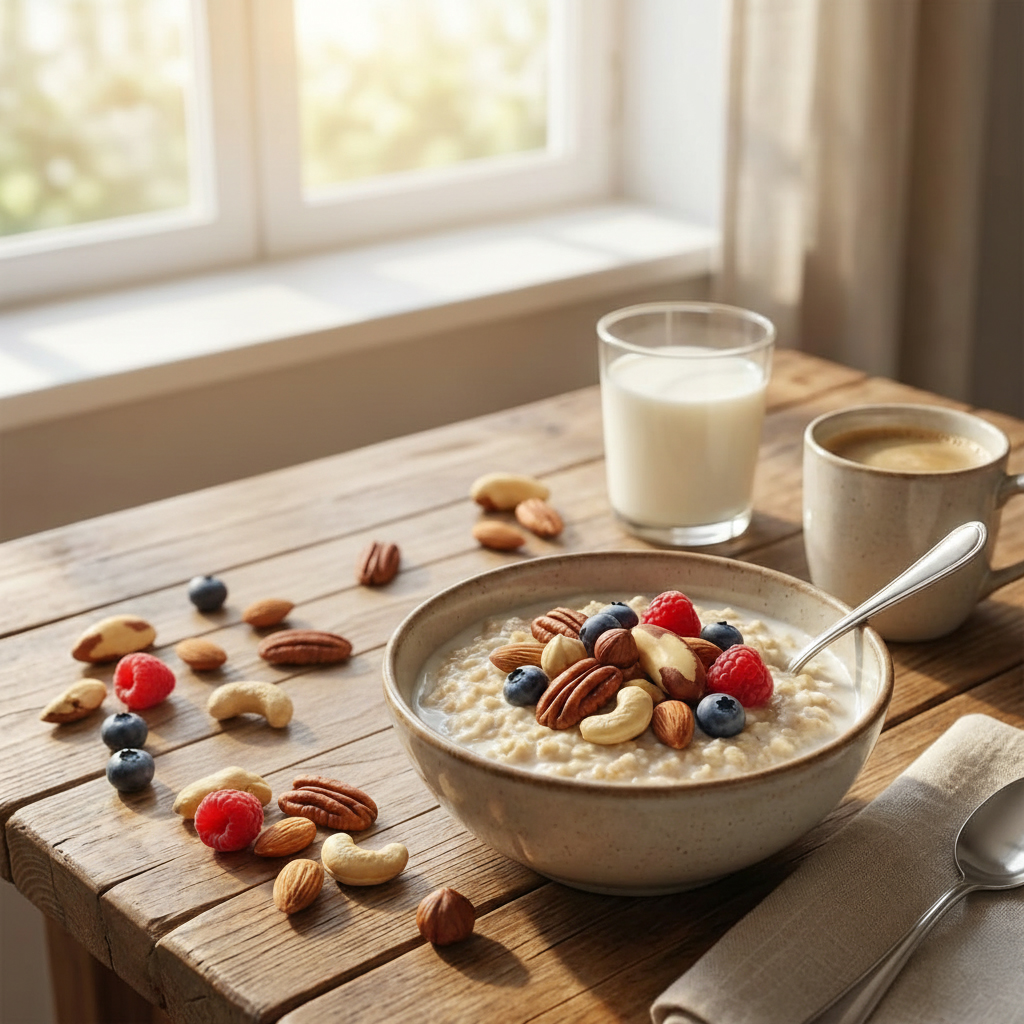 Nussmix im Frühstücksbrei