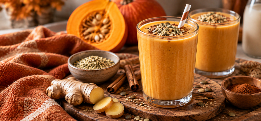 Kürbis-Smoothie in der Herbstküche