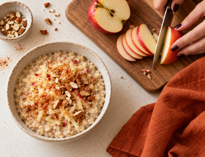 Eine Variante des Haferbreis mit Apfel und Zimt ganz ohne Zuckerzusatz.