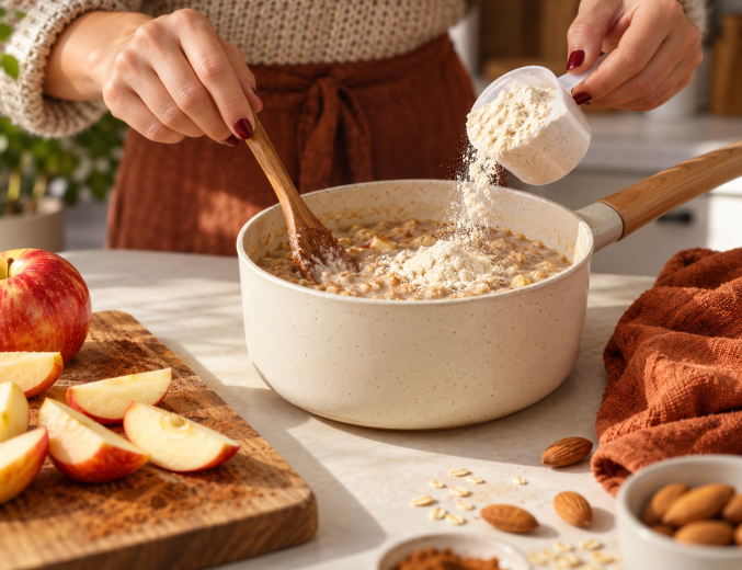 Proteinreiche Haferbrei-Variante mit Apfel und Zimt