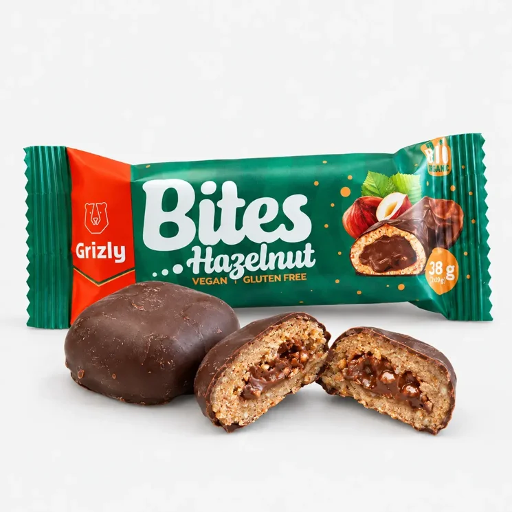 BITES Bio gefüllte Haselnuss-Miniriegel in Zartbitterschokolade (2x19 g)