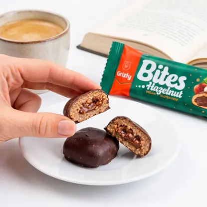 BITES Bio gefüllte Haselnuss-Miniriegel in Zartbitterschokolade (2x19 g)