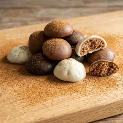 Dreifarbige Kekse in Schokolade