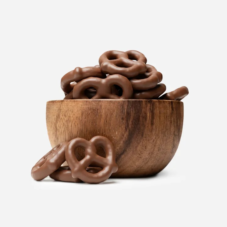 Glutenfreie Brezeln in Milchschokolade