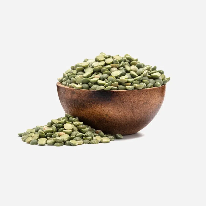 Grüne Erbsen, halbiert