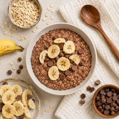 Haferbrei Banane in Schokolade (Porridge)