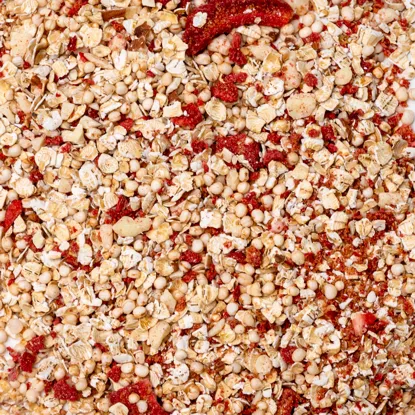 Haferbrei weiße Schokolade und Erdbeere