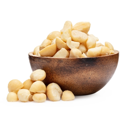 Macadamia Nüsse halbiert