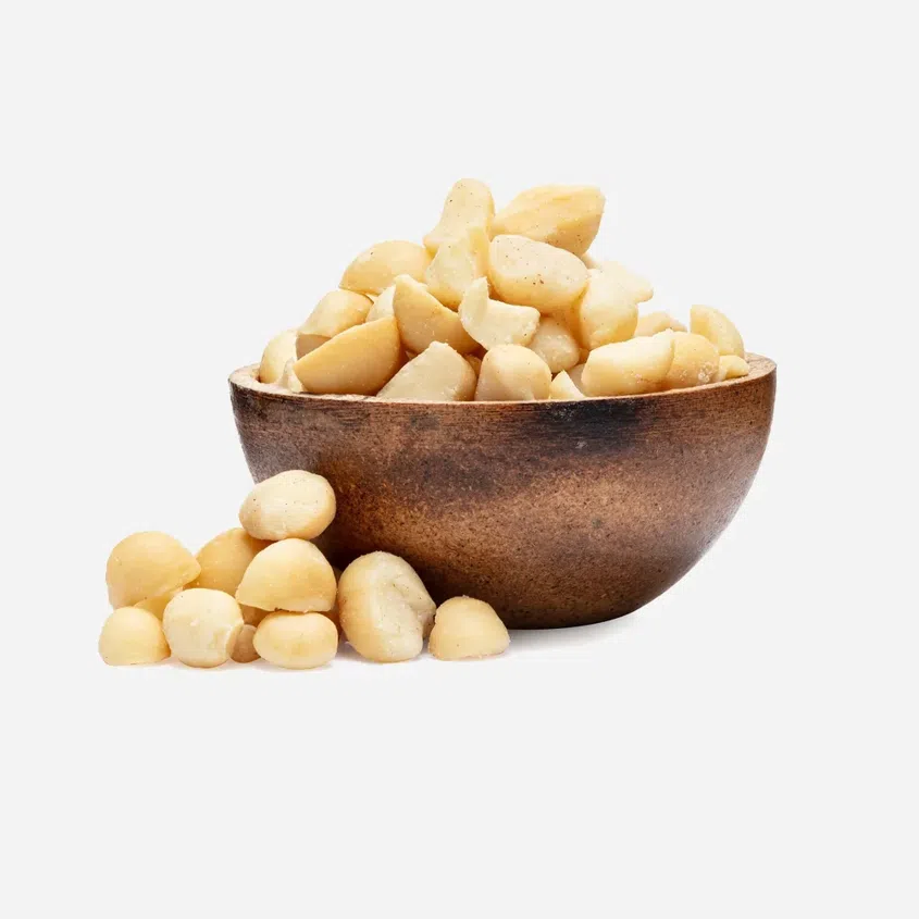 Macadamia Nüsse halbiert