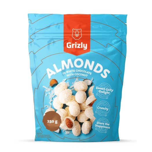 Mandeln in weißer Schokolade mit Kokos