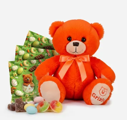 Oster-Geschenkset für Kinder: Kuschelbär & süße Leckereien