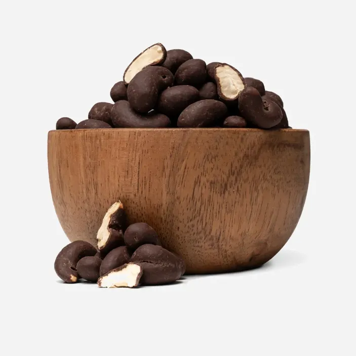 Skinny Dipped Cashews in really dark chocolate