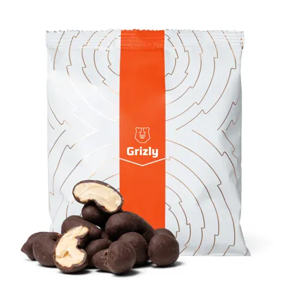 Skinny Dipped Cashews in really dark chocolate