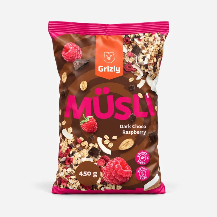 Ungebackenes Müsli mit Zartbitterschokolade & Himbeere